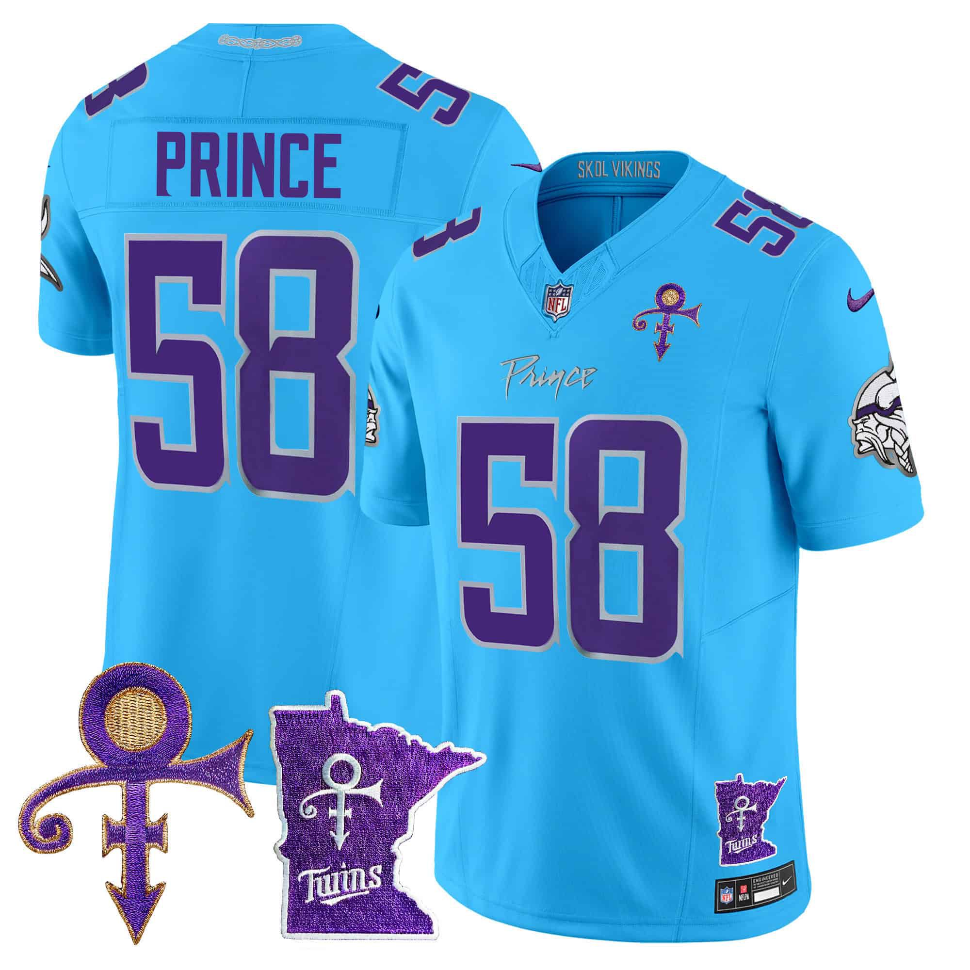 Men Minnesota Vikings #58 Prince Light Blue 2024 Nike Prince Vapor Limited NFL Jersey